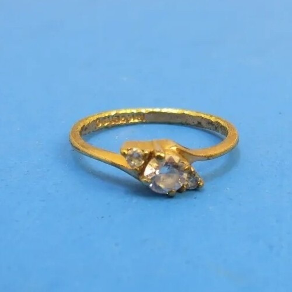 Womens 18K GERSC Ring Cubic Zirconia Costume Jewelry Gold Plated Italy